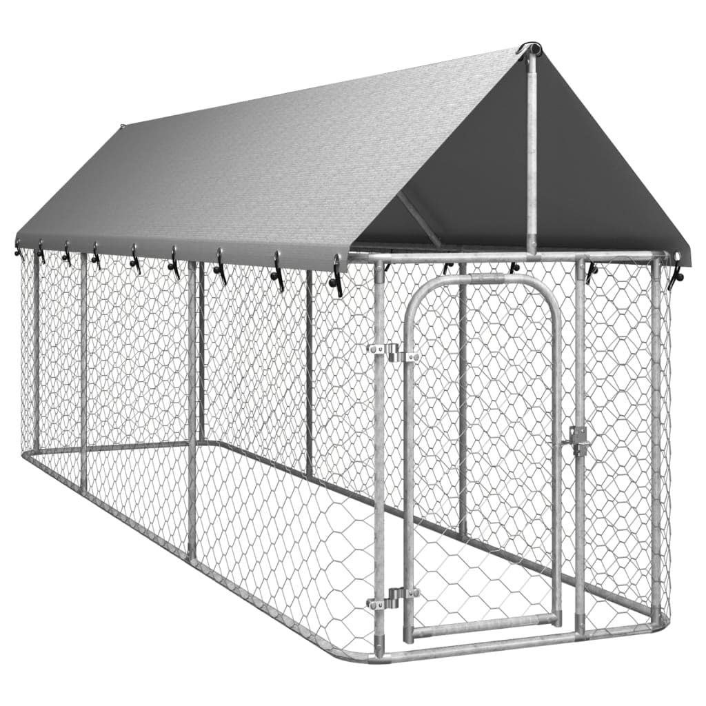 Outdoor Dog Kennel with Roof 157.5"x39.4"x59.1