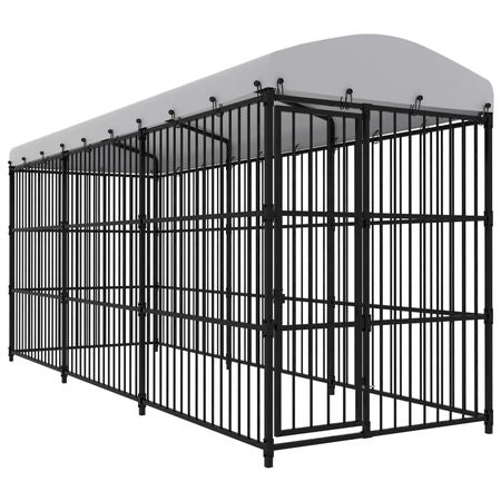 Outdoor Dog Kennel with Roof 177.2"x59.1"x82.7