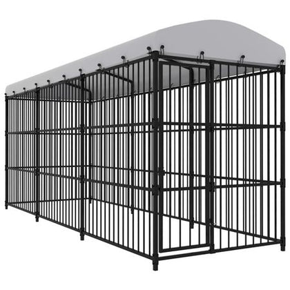 Outdoor Dog Kennel with Roof 177.2"x59.1"x82.7