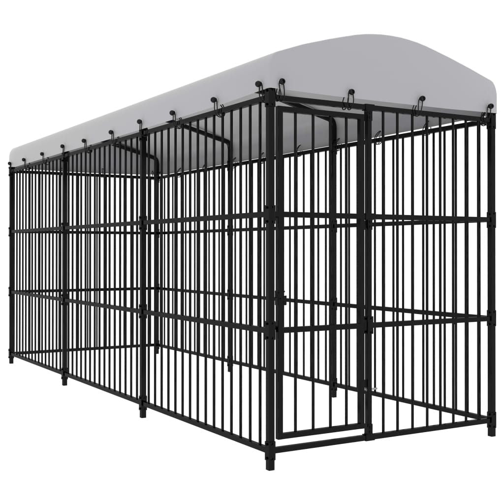Outdoor Dog Kennel with Roof 177.2"x59.1"x82.7