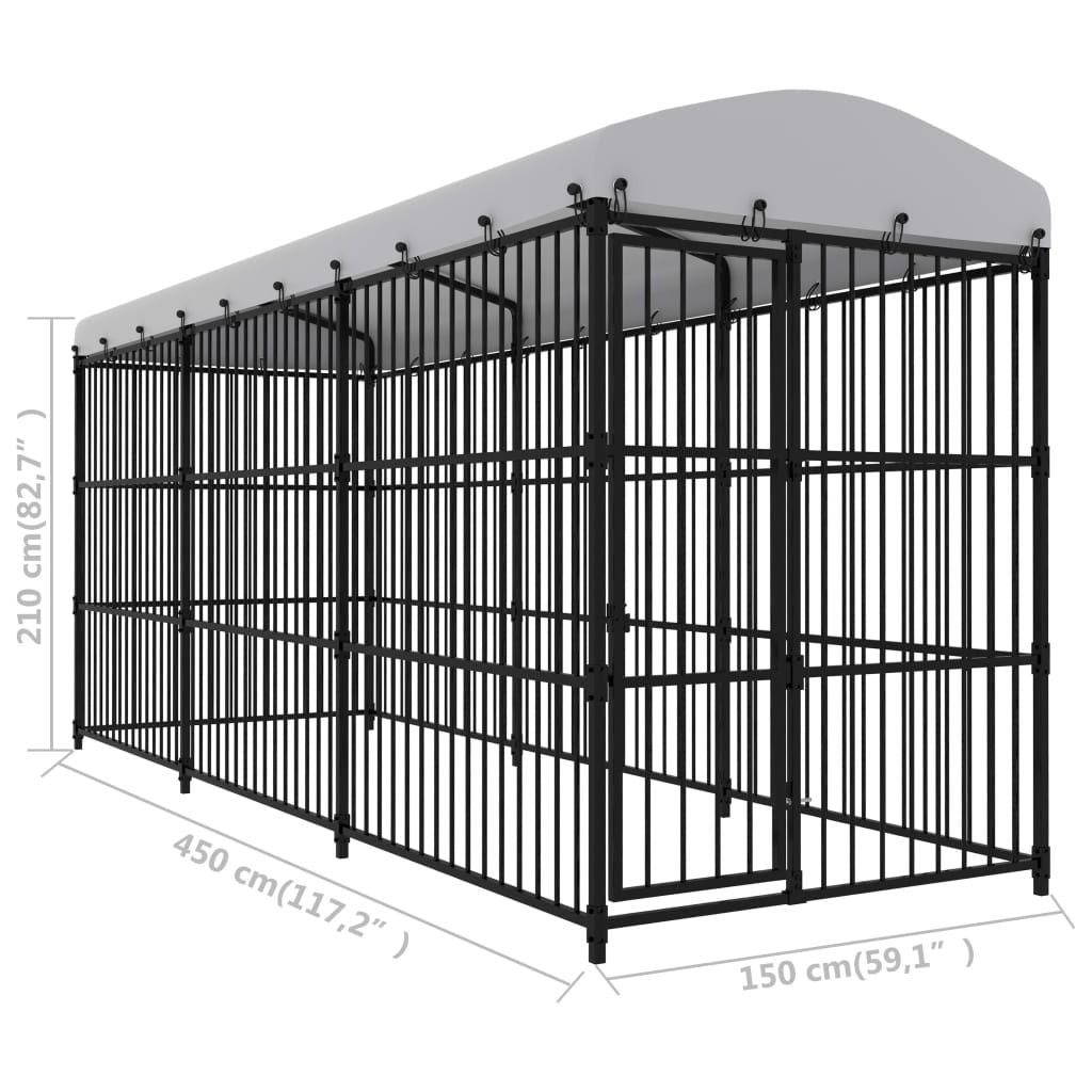 Outdoor Dog Kennel with Roof 177.2"x59.1"x82.7