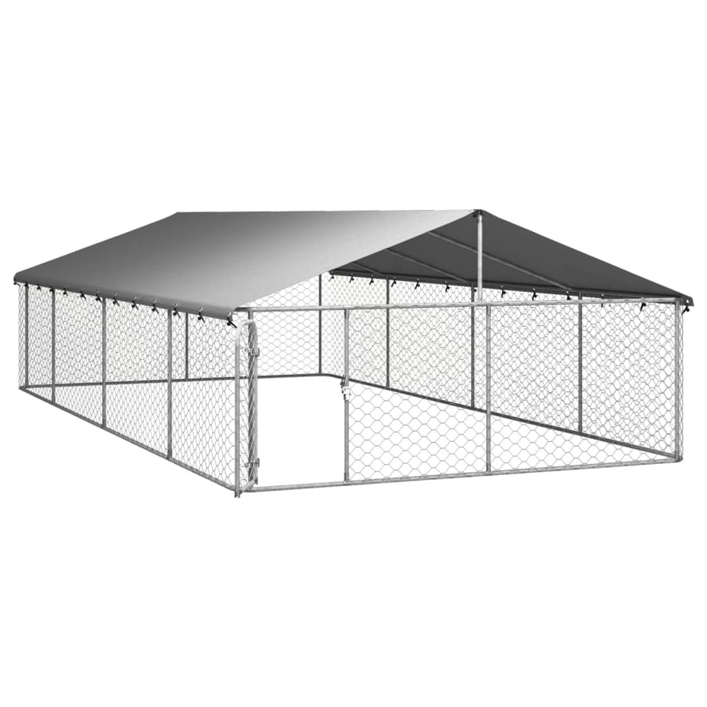 Outdoor Dog Kennel with Roof 236.2"x118.1"x59.1
