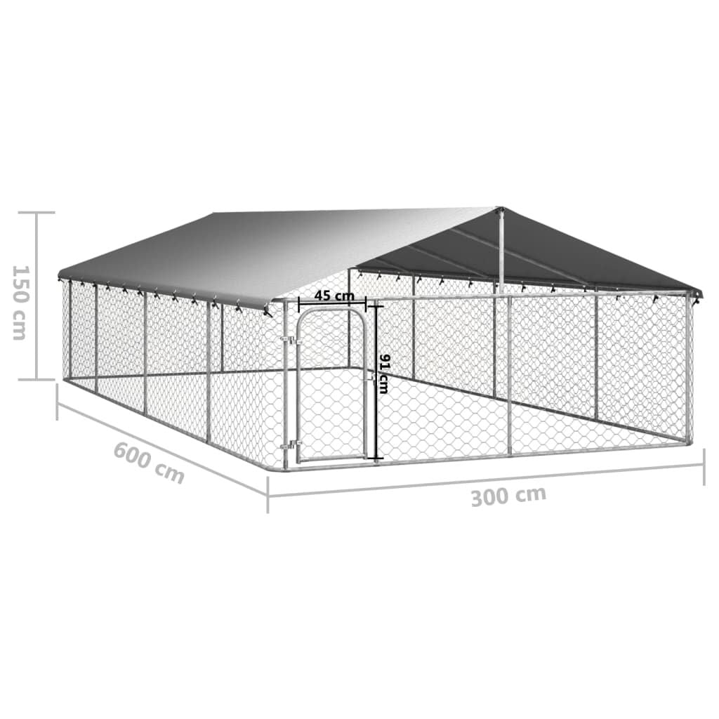 Outdoor Dog Kennel with Roof 236.2"x118.1"x59.1