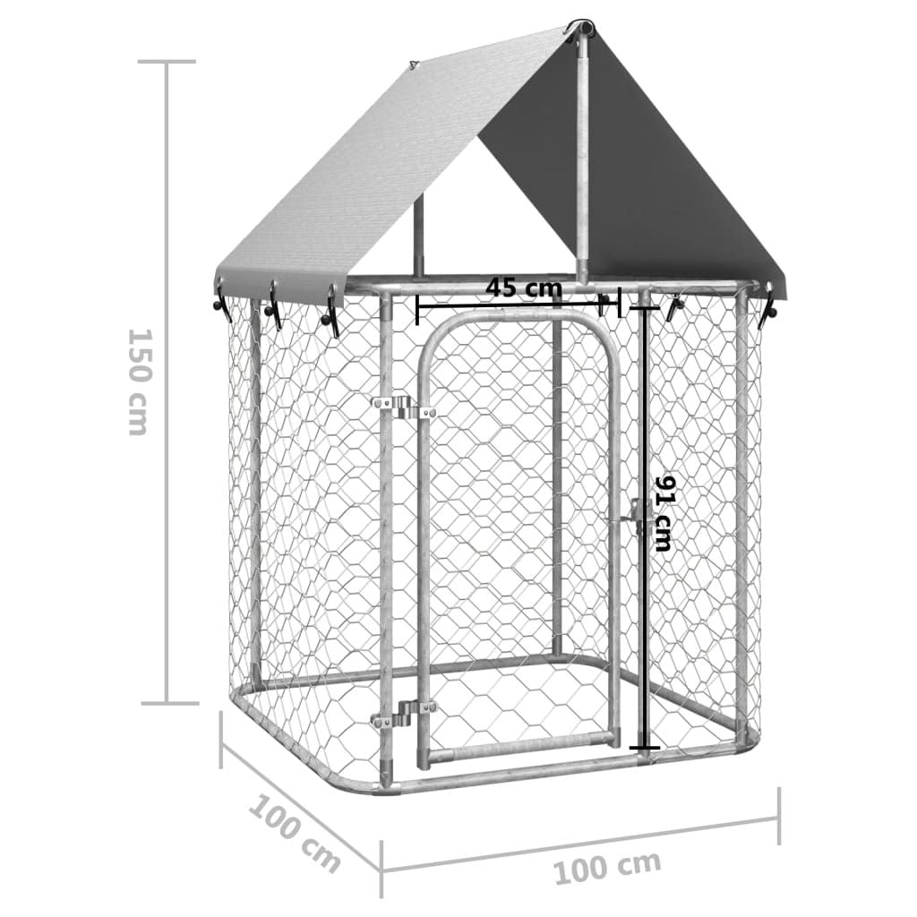 Outdoor Dog Kennel with Roof 39.4"x39.4"x59.1