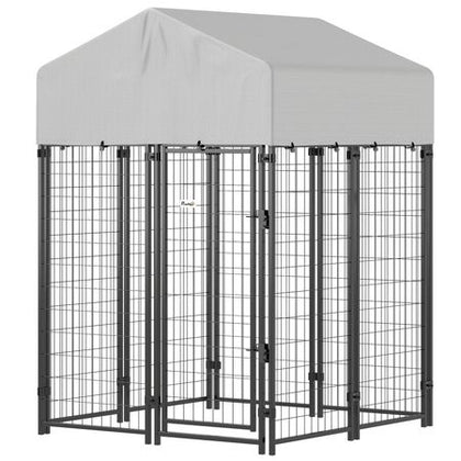 Outdoor Dog Kennel with Roof – practical Welded Wire Playpen, Escape-Proof Lock