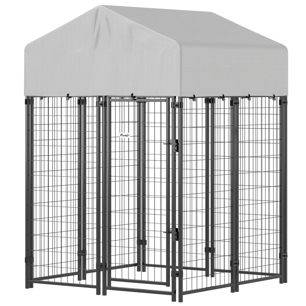 Outdoor Dog Kennel with Roof – practical Welded Wire Playpen, Escape-Proof Lock