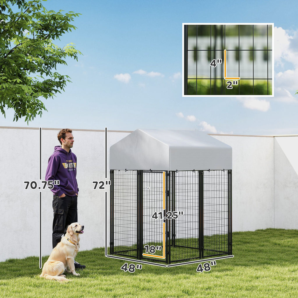 Outdoor Dog Kennel with Roof – practical Welded Wire Playpen, Escape-Proof Lock