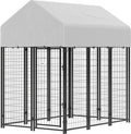 Outdoor Dog Kennel with Roof, 6' x 4' x 6' practical Welded Wire Dog Playpen Enclosure with Escape-proof Lock