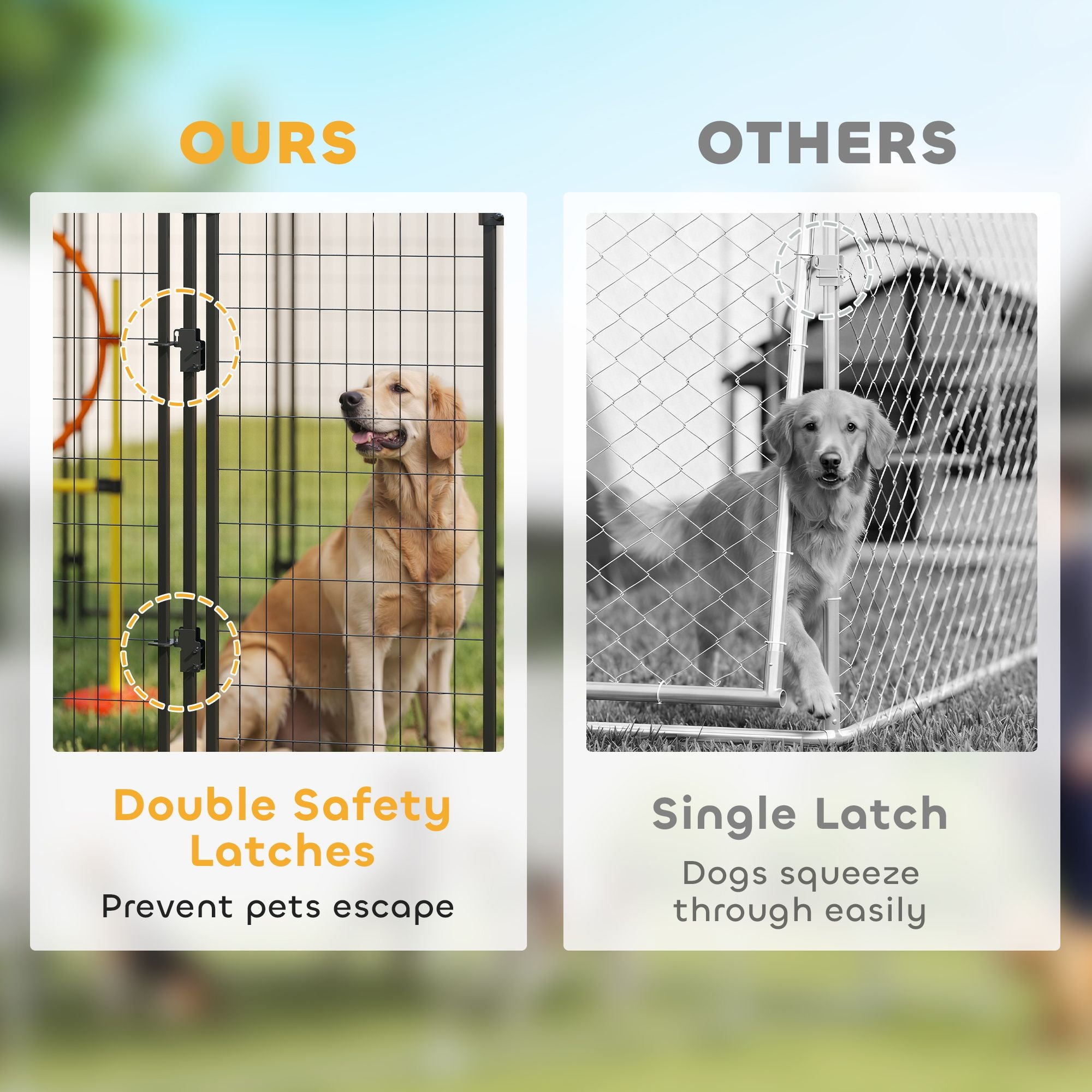 Outdoor Dog Kennel with Roof, 6' x 4' x 6' practical Welded Wire Dog Playpen Enclosure with Escape-proof Lock