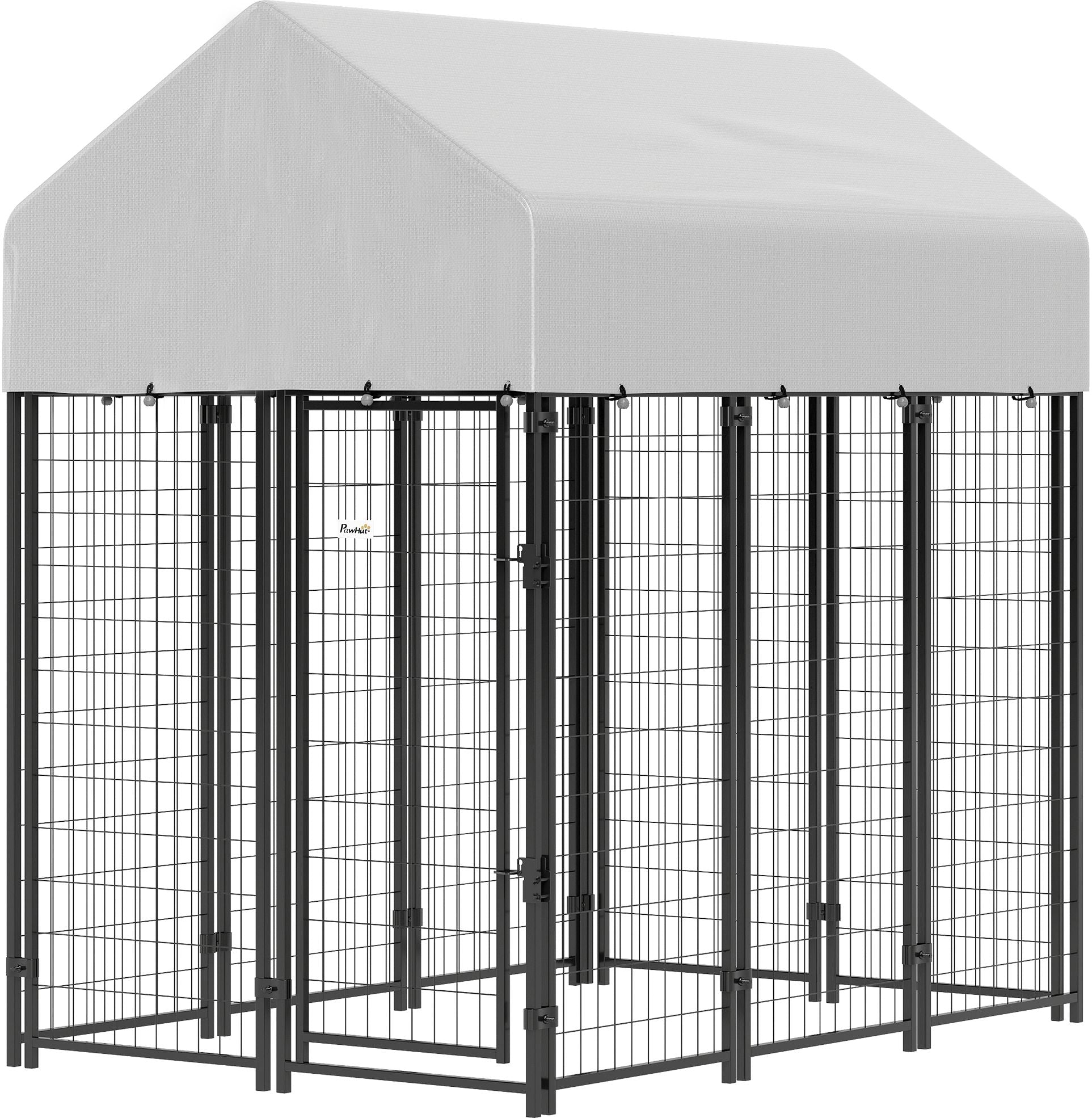 Outdoor Dog Kennel with Roof, 6' x 4' x 6' practical Welded Wire Dog Playpen Enclosure with Escape-proof Lock
