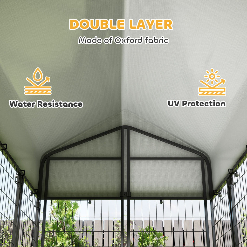 Outdoor Dog Kennel with Roof, 6' x 4' x 6' practical Welded Wire Dog Playpen Enclosure with Escape-proof Lock
