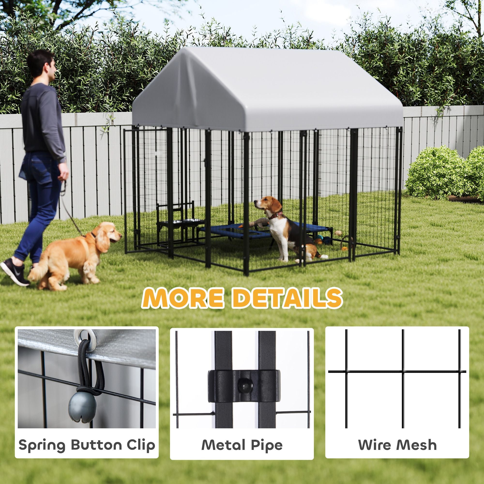 Spacious Outdoor Dog Kennel with Roof for All-Weather Play
