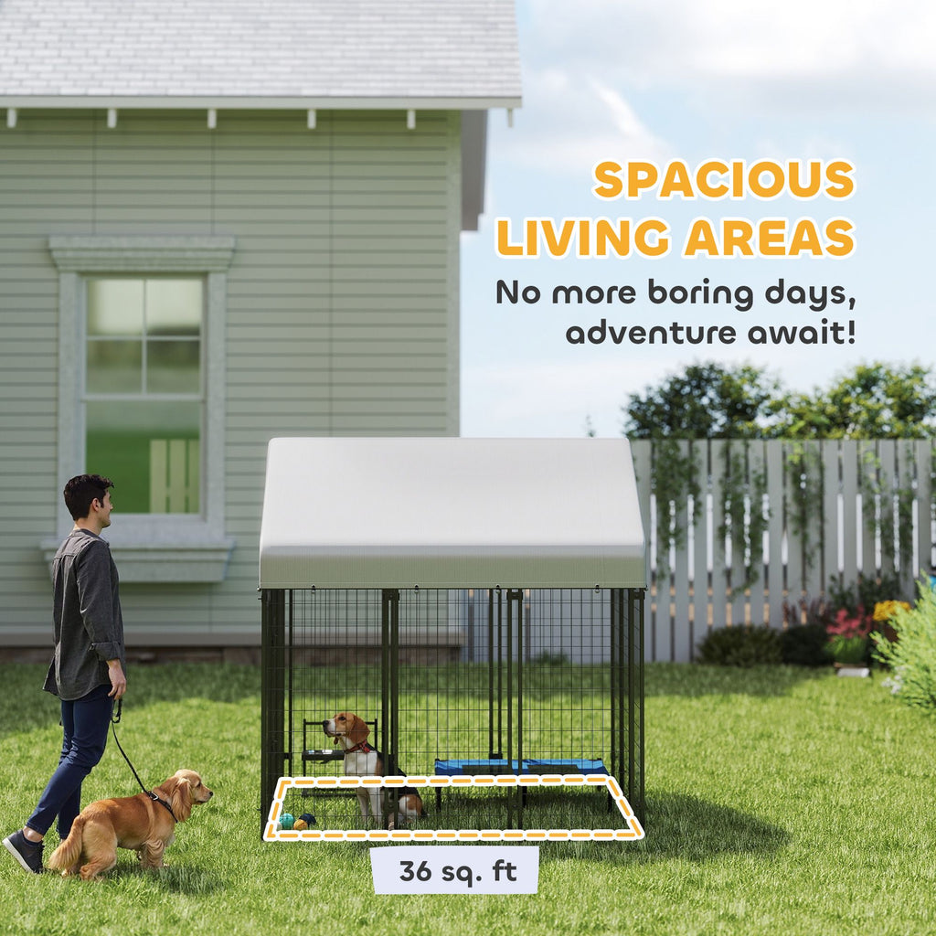 Spacious Outdoor Dog Kennel with Roof for All-Weather Play