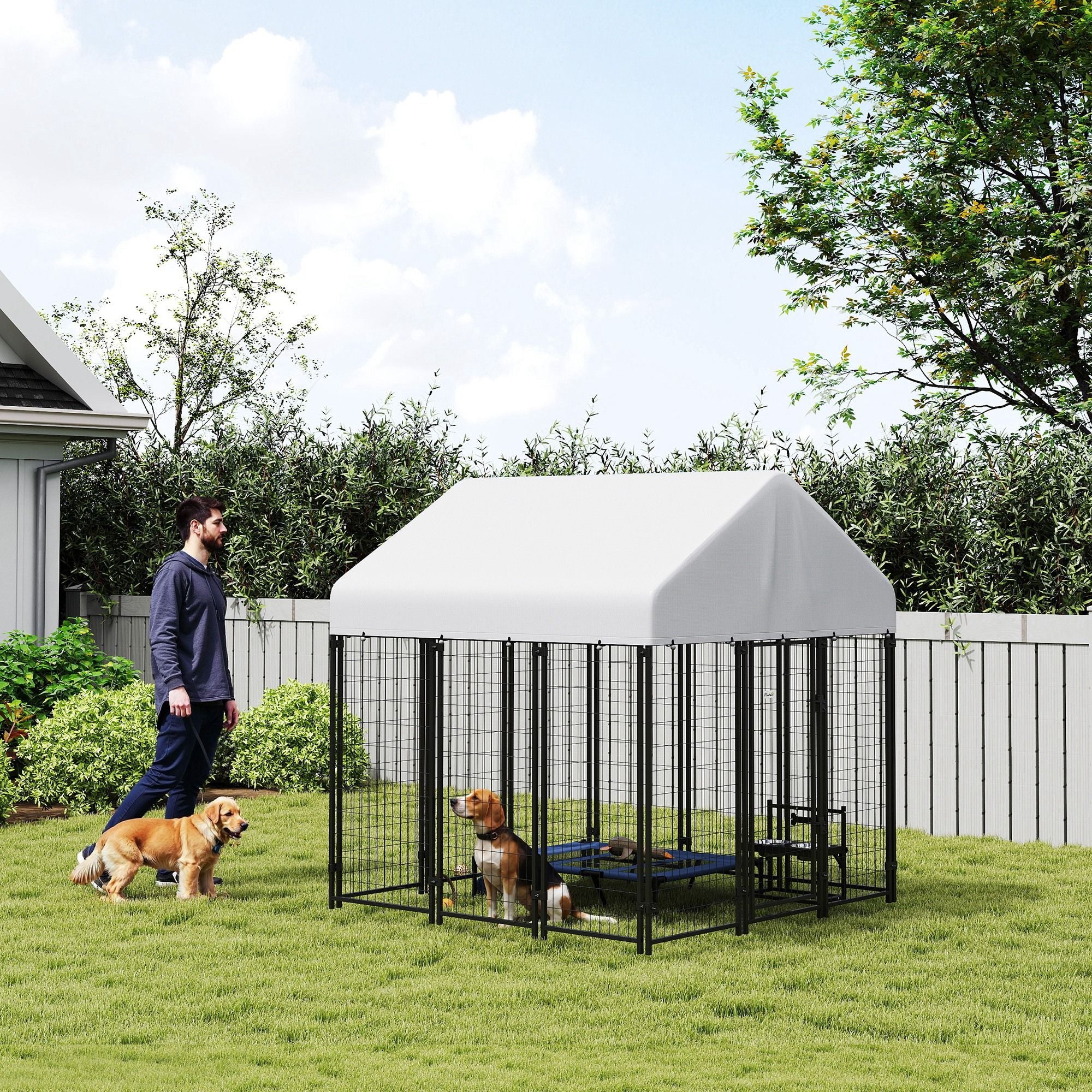 Spacious Outdoor Dog Kennel with Roof for All-Weather Play
