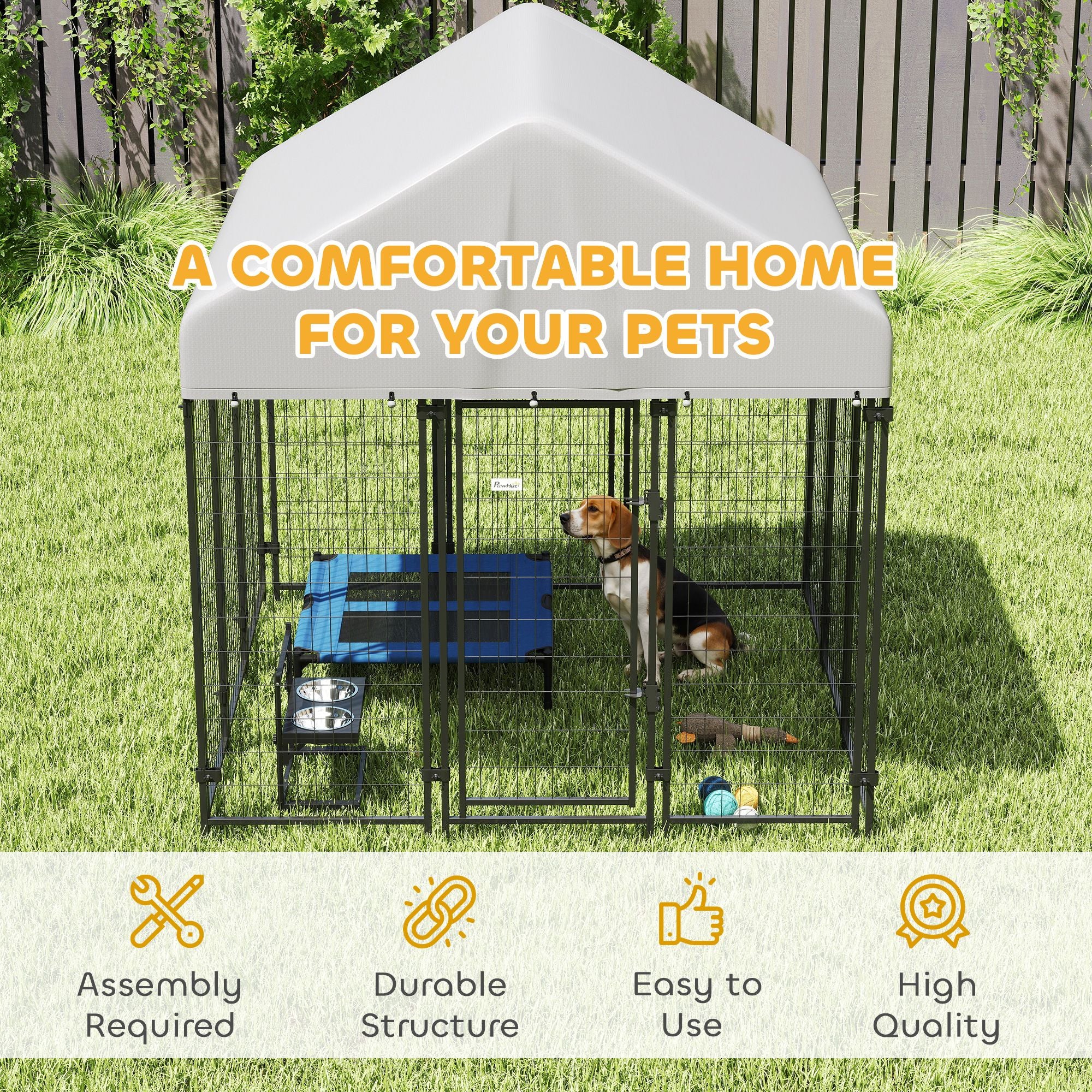 Spacious Outdoor Dog Kennel with Roof for All-Weather Play