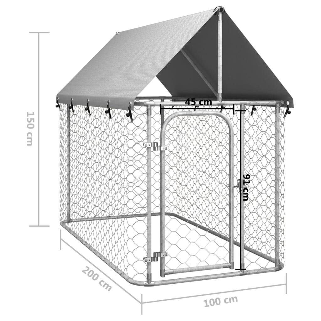 Outdoor Dog Kennel with Roof 78.7"x39.4"x59.1