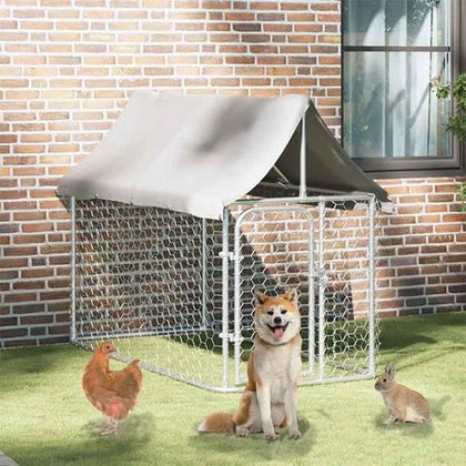 Outdoor Dog Kennel with Roof 78.7"x39.4"x59.1