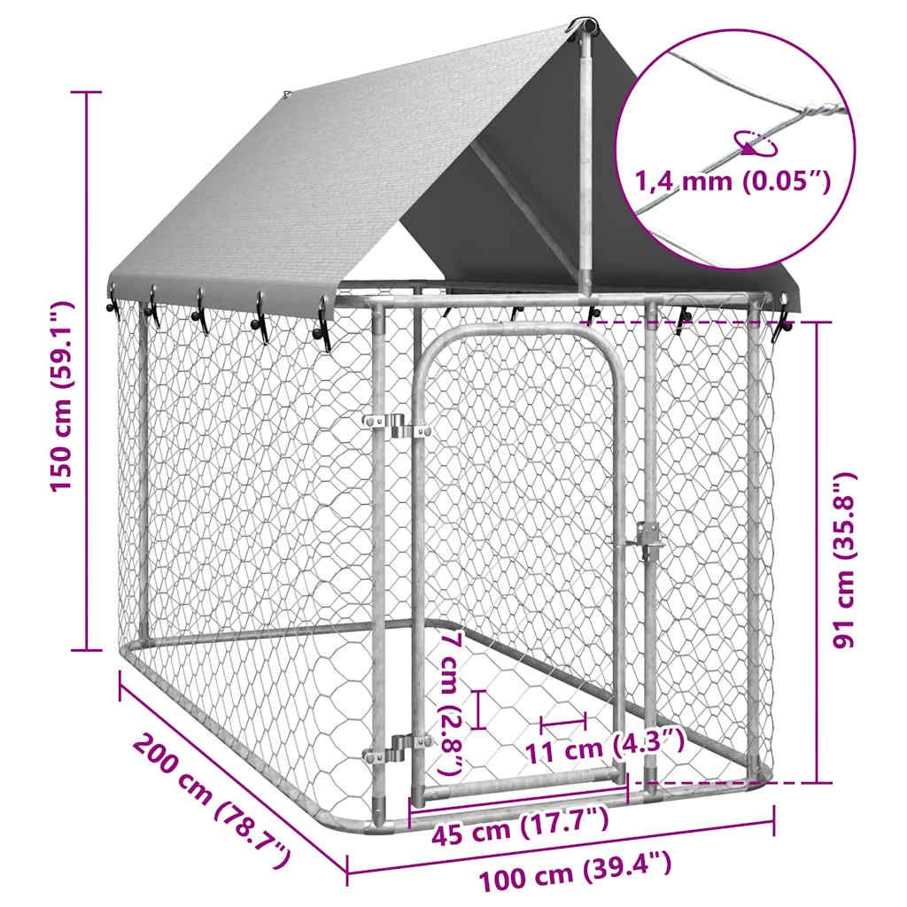 Outdoor Dog Kennel with Roof 78.7"x39.4"x59.1