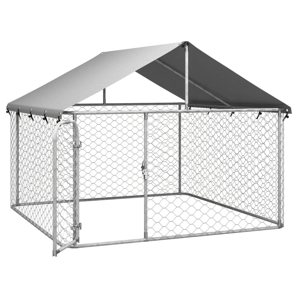 Outdoor Dog Kennel with Roof 78.7"x78.7"x59.1