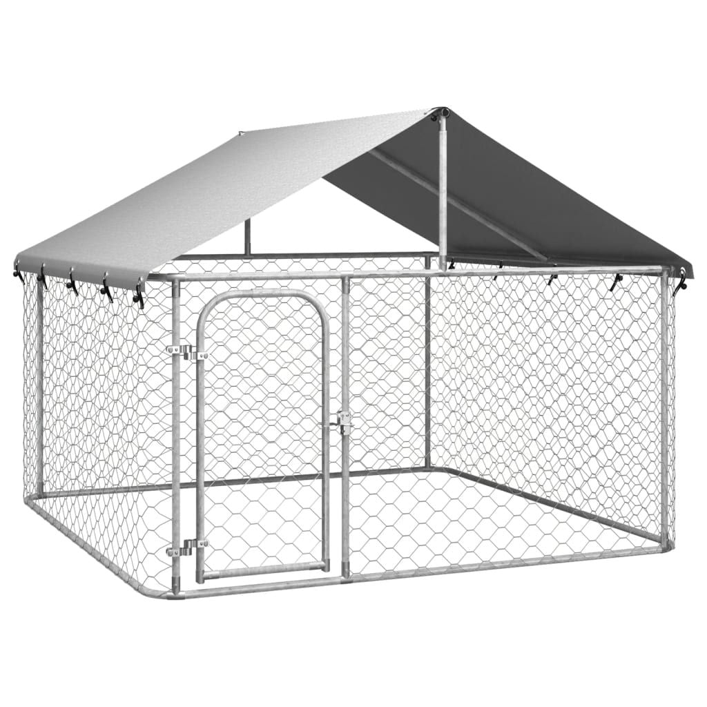 Outdoor Dog Kennel with Roof 78.7"x78.7"x59.1
