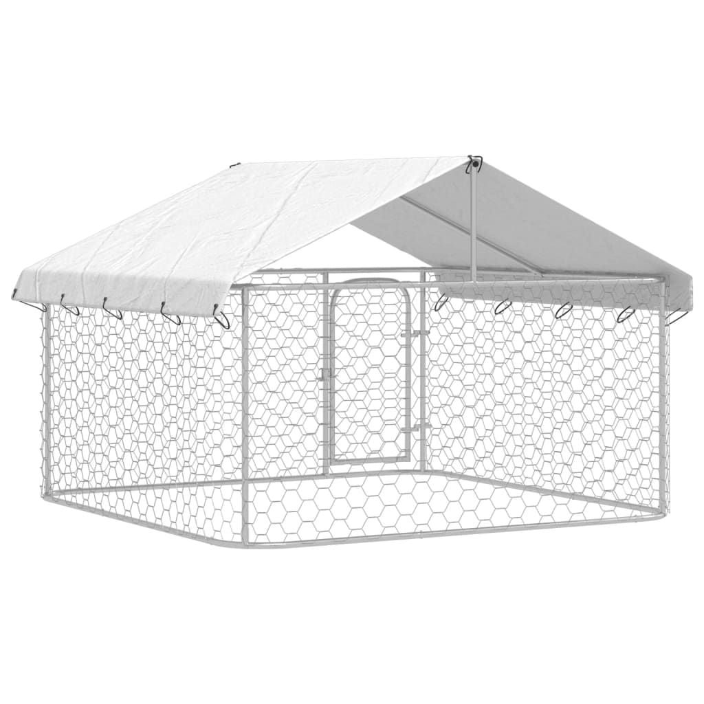Outdoor Dog Kennel with Roof 78.7"x78.7"x59.1