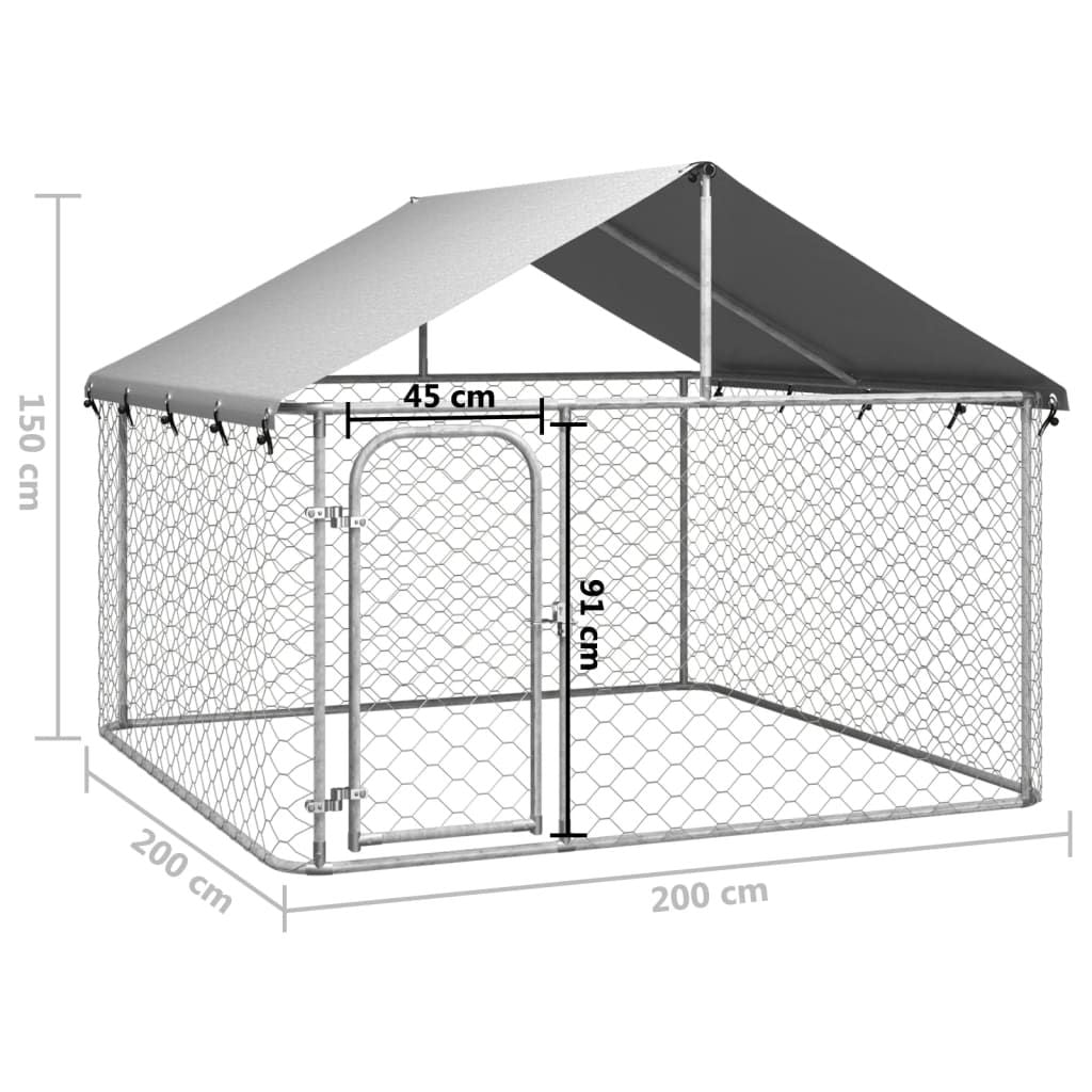 Outdoor Dog Kennel with Roof 78.7"x78.7"x59.1