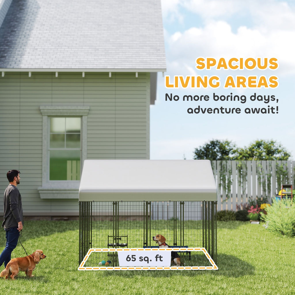 Spacious Outdoor Dog Kennel with Roof & Escape-Proof Lock