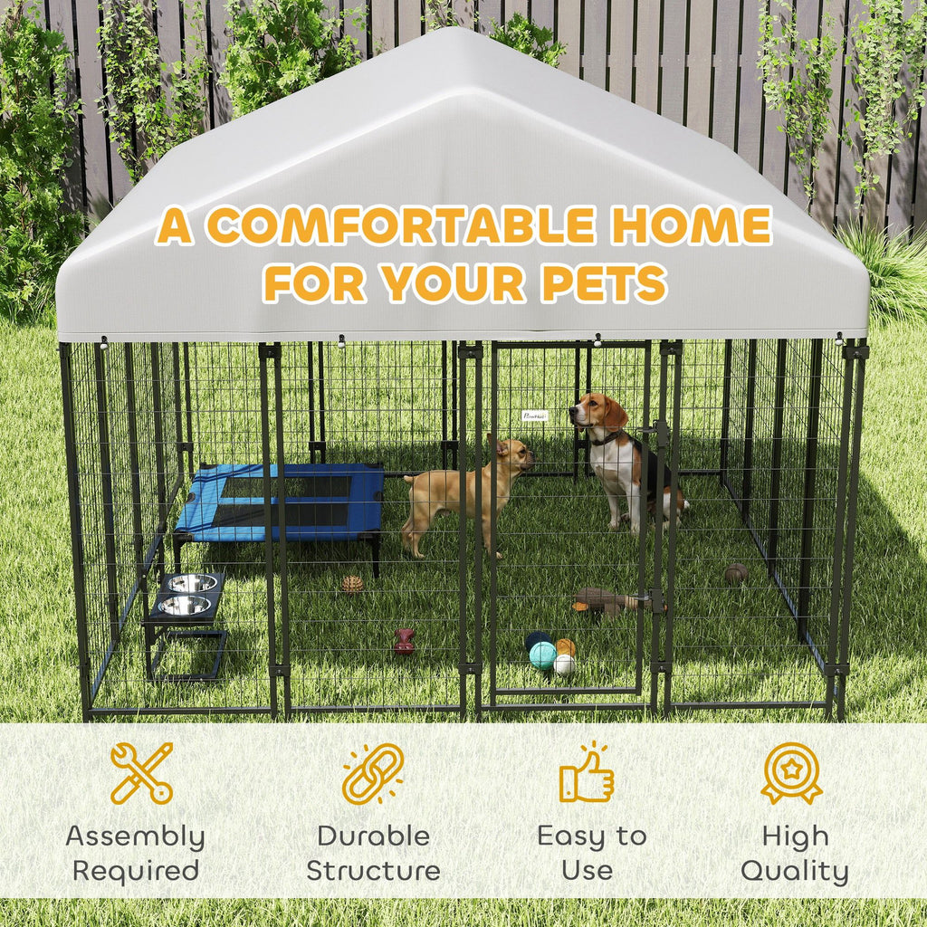 Spacious Outdoor Dog Kennel with Roof & Escape-Proof Lock