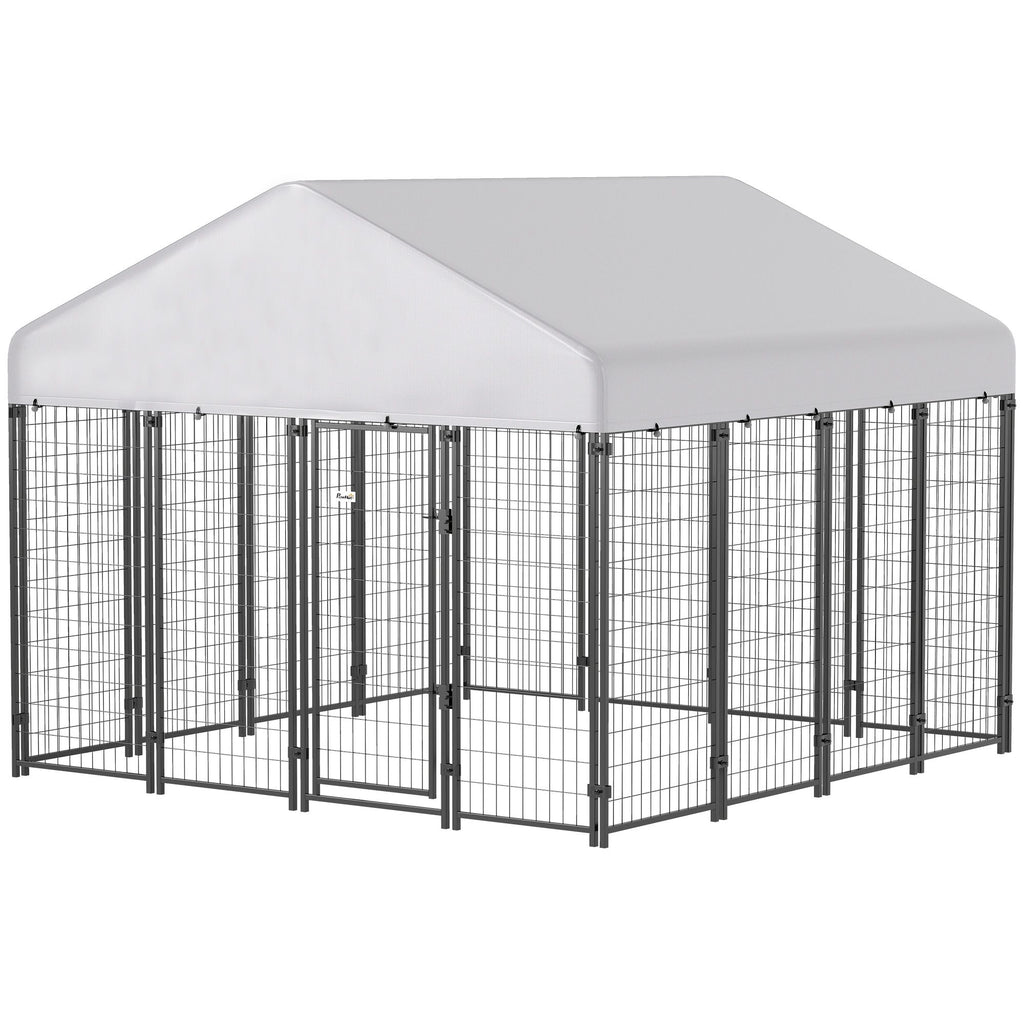 Spacious Outdoor Dog Kennel with Roof & Escape-Proof Lock