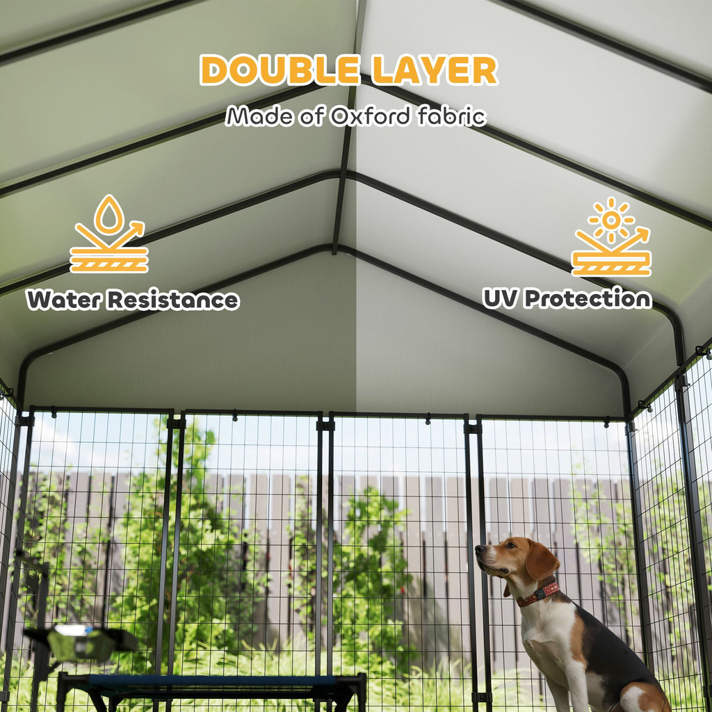 Spacious Outdoor Dog Kennel with Roof & Escape-Proof Lock