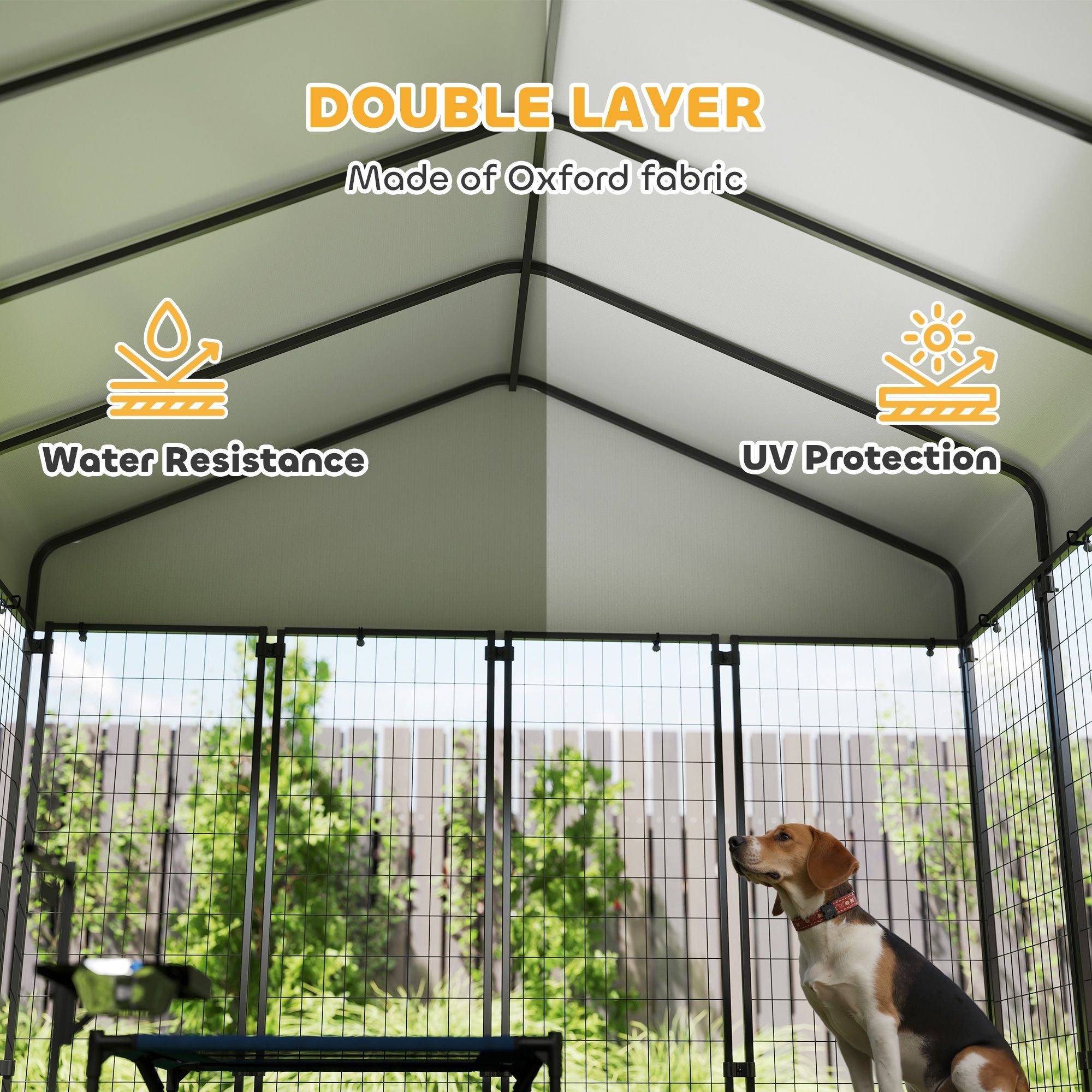 Spacious Outdoor Dog Kennel with Roof & Escape-Proof Lock