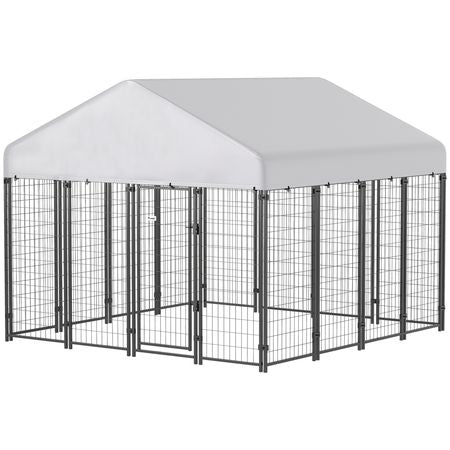 Spacious Outdoor Dog Kennel with Roof & Escape-Proof Lock