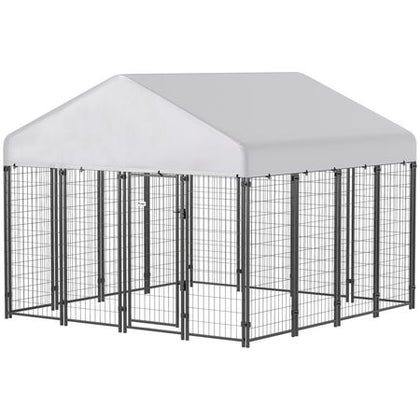 Spacious Outdoor Dog Kennel with Roof & Escape-Proof Lock