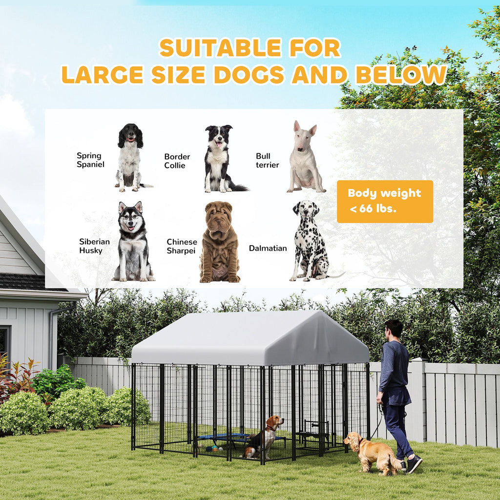 Spacious Outdoor Dog Kennel with Roof & Escape-Proof Lock
