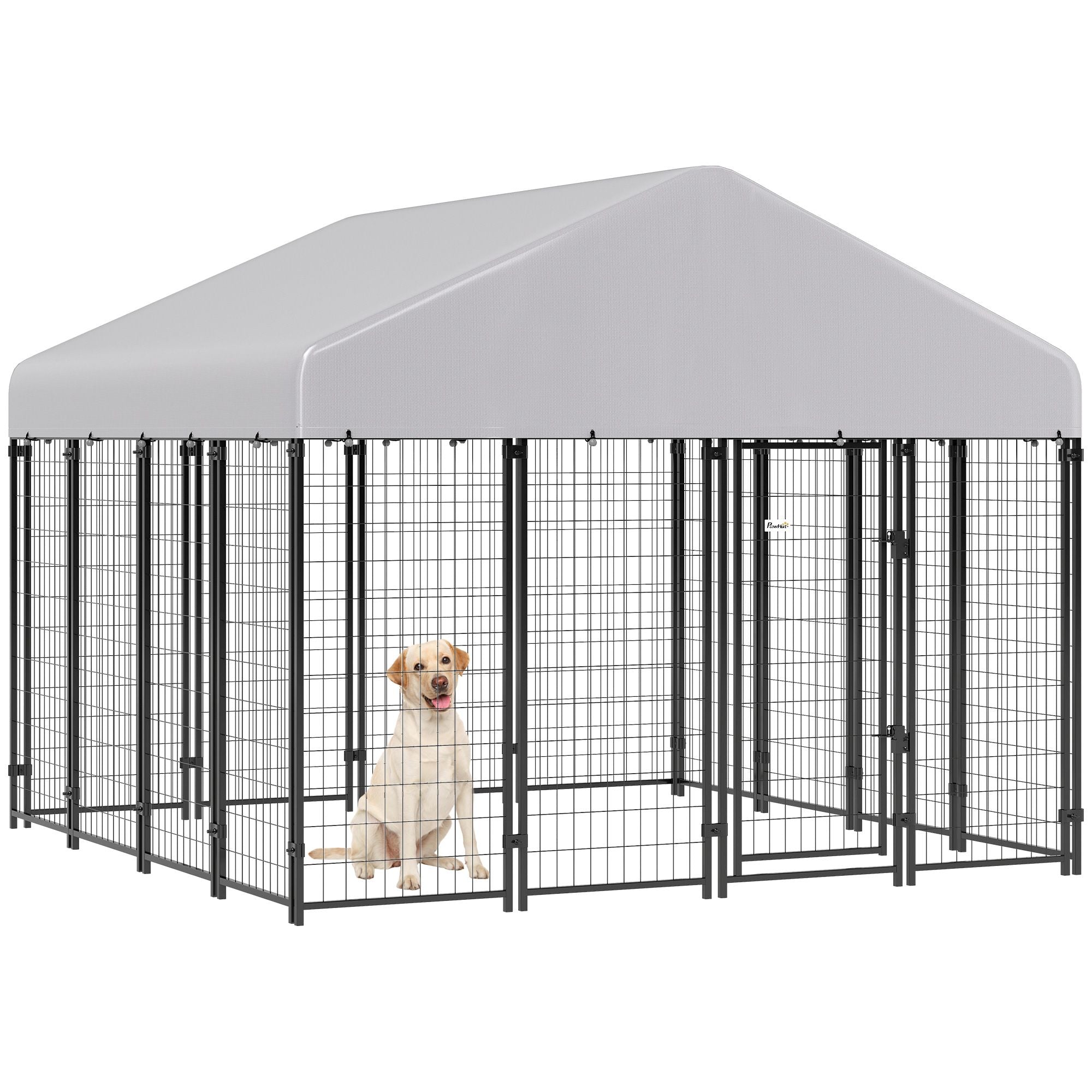 Spacious Outdoor Dog Kennel with Roof & Escape-Proof Lock
