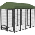 Spacious Outdoor Dog Kennel with Rotating Bowl Holders & water-ready Cover