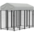 Outdoor Dog Kennel with Two-Room Design, Water-Resistant & Sun-Proof Cover, for S, M, L Dogs, 7.8' x