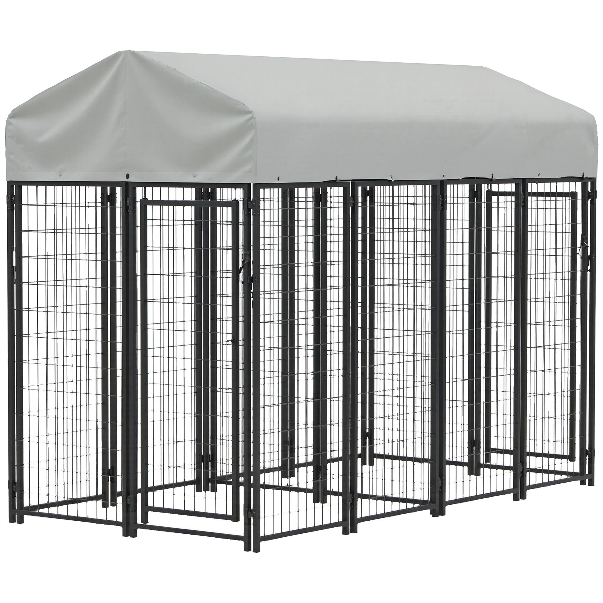 Outdoor Dog Kennel with Two-Room Design, Water-Resistant & Sun-Proof Cover, for S, M, L Dogs, 7.8' x