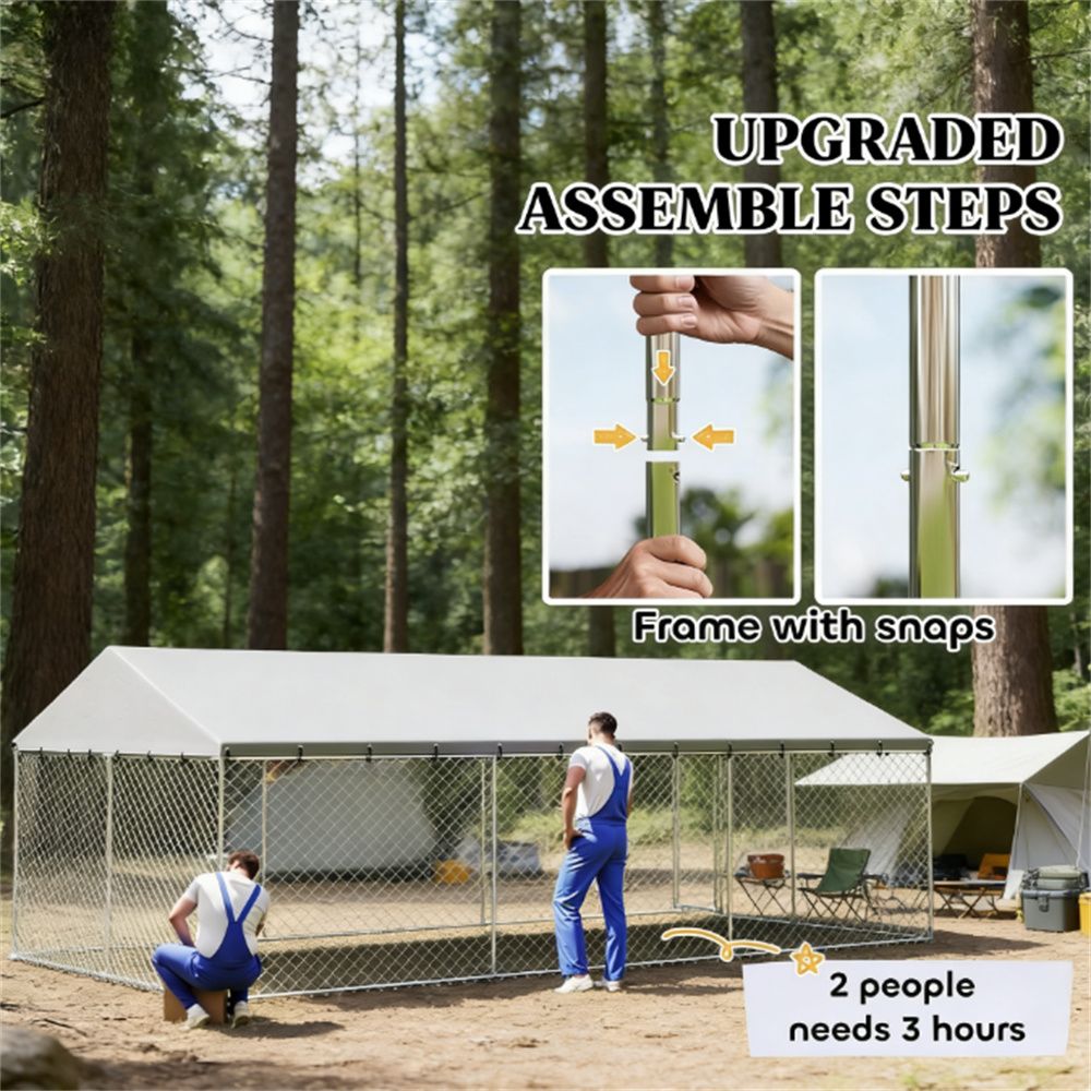 Large Outdoor Dog Kennel with Canopy – 194 sq Play Area