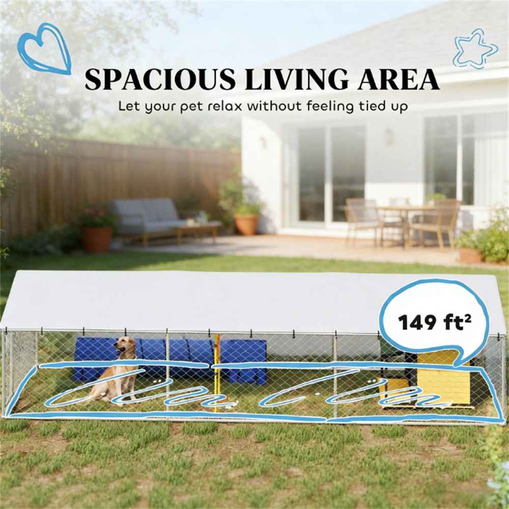 Outdoor kennel, dog house, dog cage, silver
