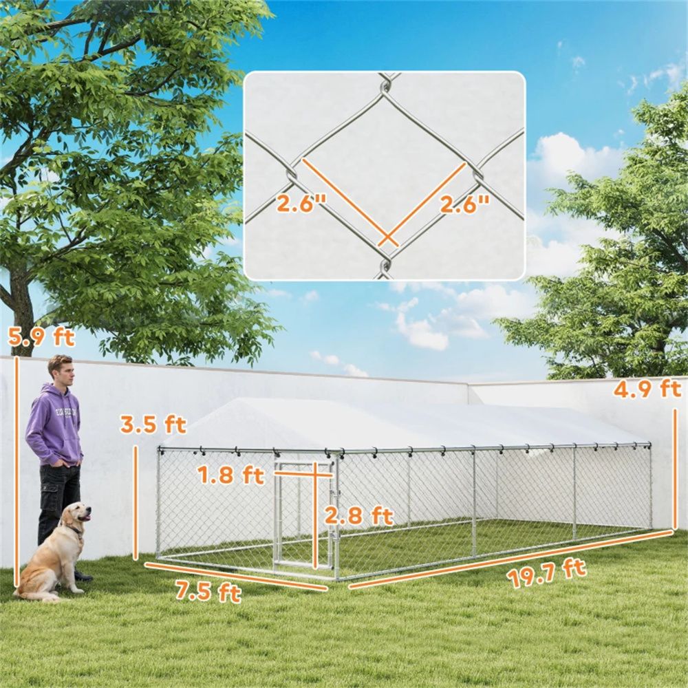 Outdoor kennel, dog house, dog cage, silver