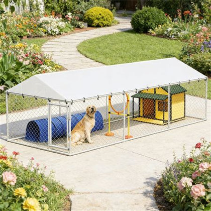 Outdoor kennel, dog house, dog cage, silver