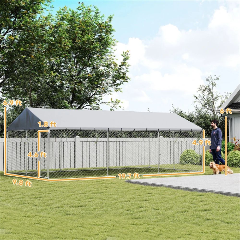 Large Outdoor Dog Kennel with Canopy – 194 sq Play Area