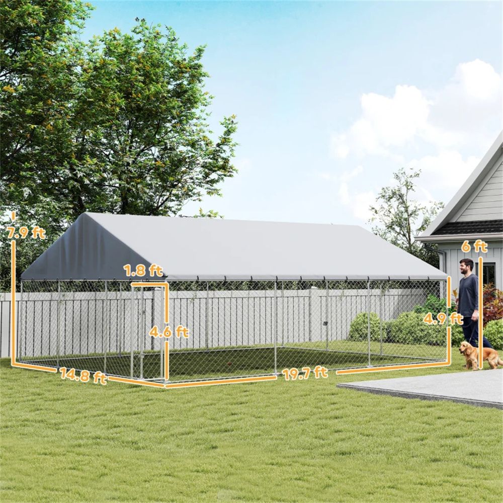 Spacious 291 sq Outdoor Dog Kennel with water-ready Canopy