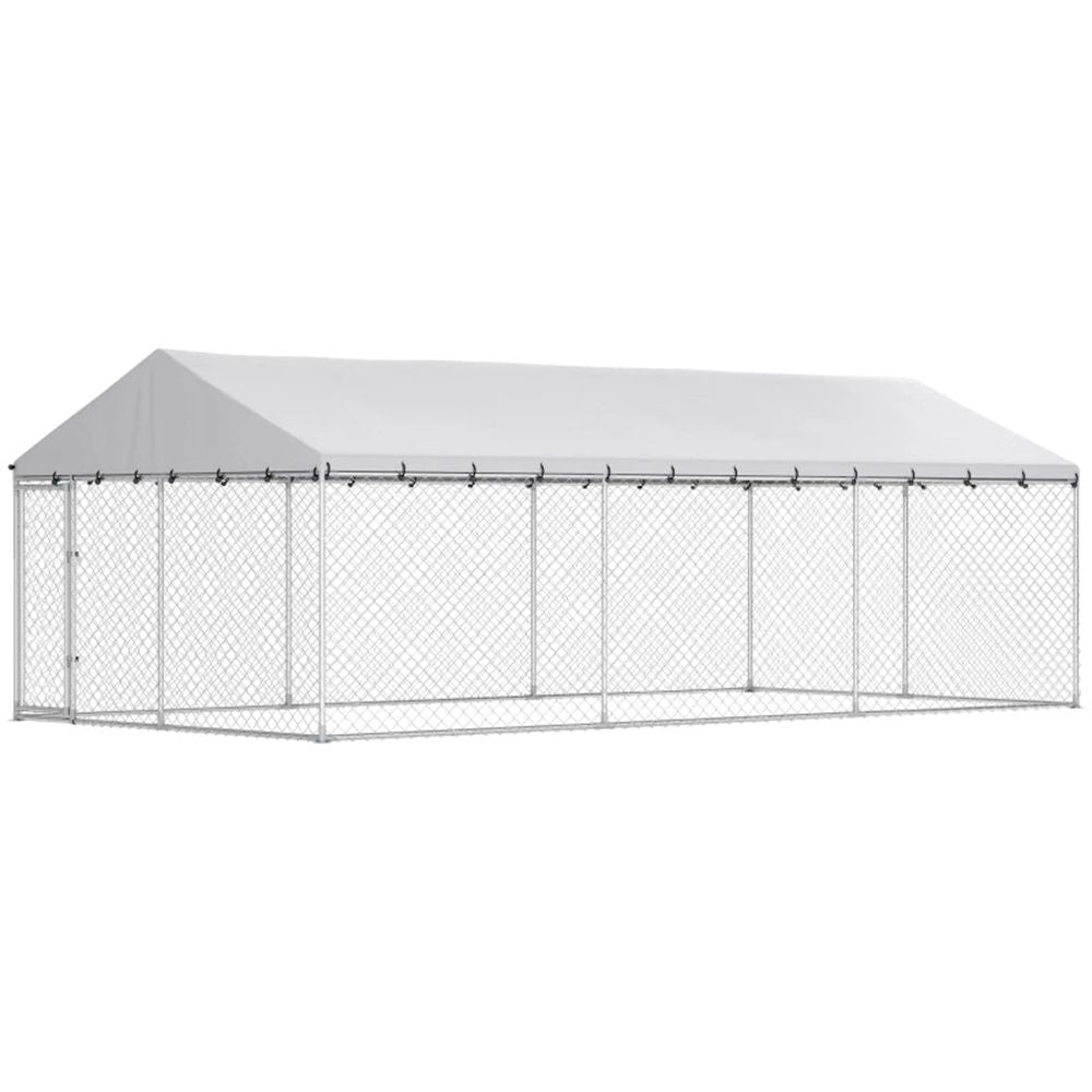 Large Outdoor Dog Kennel with Canopy – 194 sq Play Area
