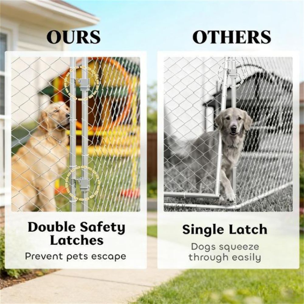 Large Outdoor Dog Kennel with Canopy – 194 sq Play Area