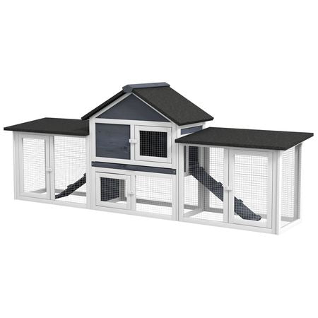 Spacious 83- 2-Story furniture-style Rabbit Hutch with Run Areas