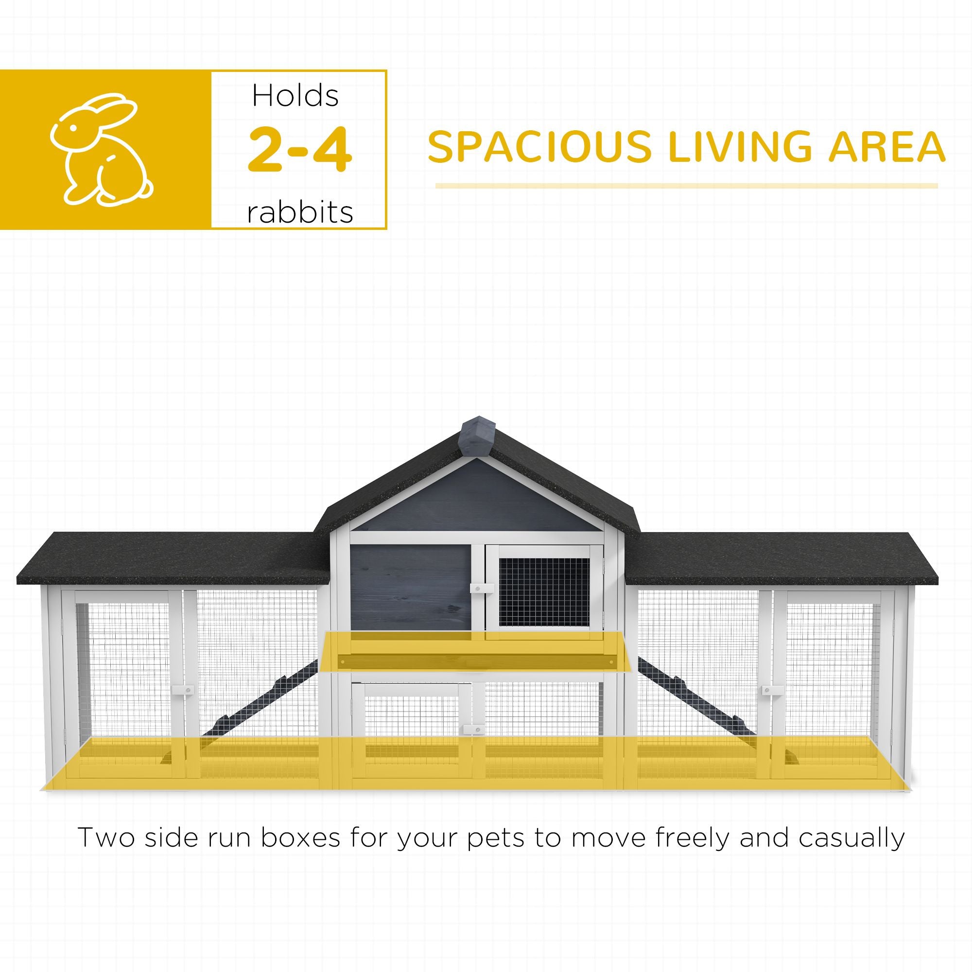 Spacious 83- 2-Story furniture-style Rabbit Hutch with Run Areas