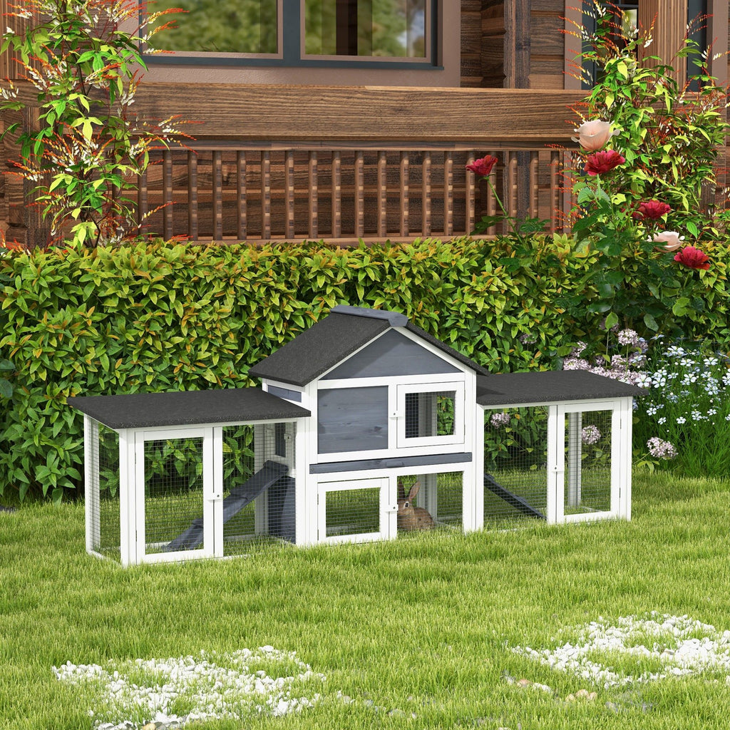 Spacious 83- 2-Story furniture-style Rabbit Hutch with Run Areas