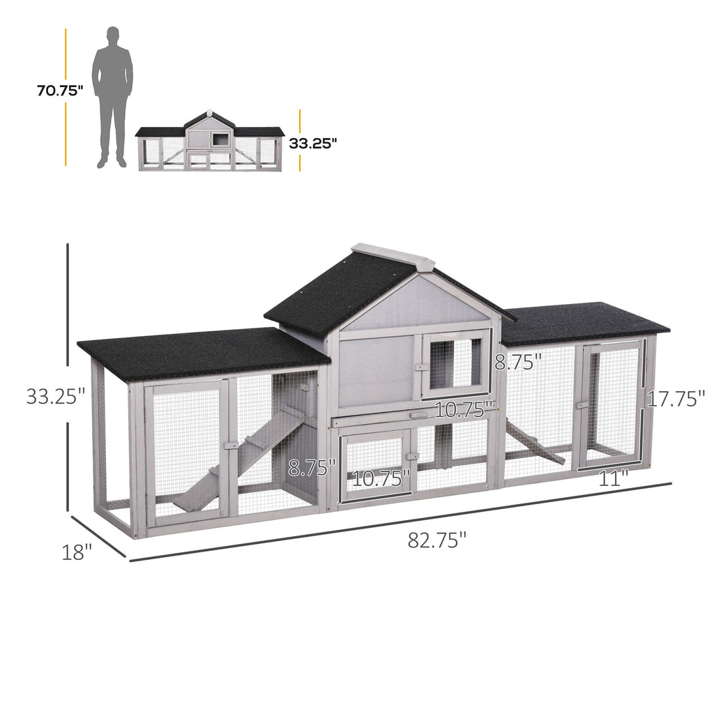 83" Deluxe 2-Story furniture-style Rabbit Hutch with Run Areas